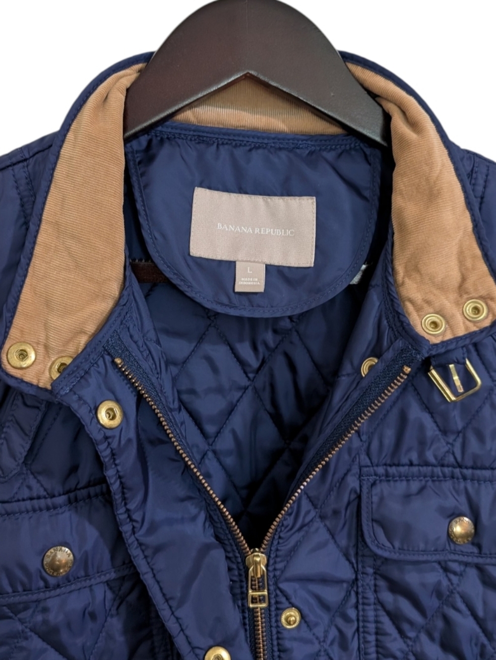 ​Banana Republic Quilted Utility Jacket Navy Corduroy Collar Large - Picture 5 of 8
